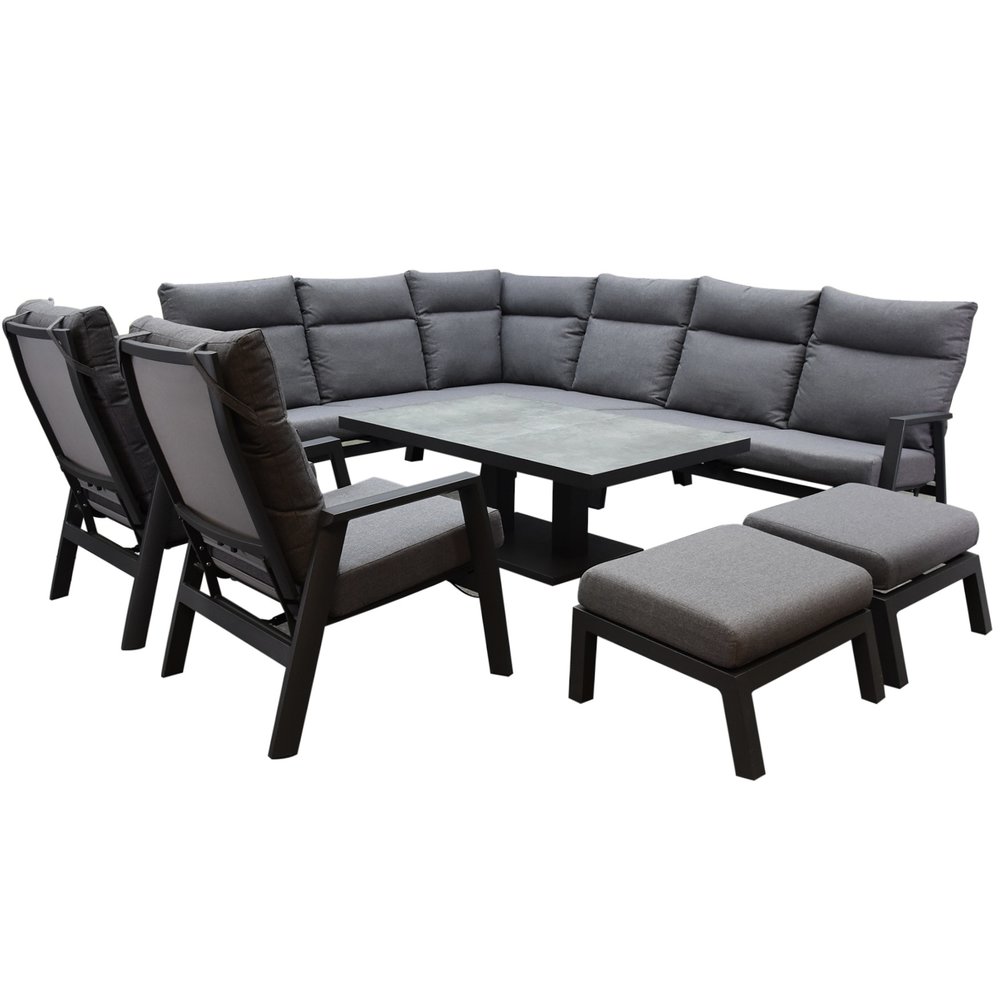 AVH-Collectie Pacific hoek dining loungeset 9 delig aluminium verstelbaar AVH-Collectie Pacific hoek dining loungeset 9 delig aluminium verstelbaar