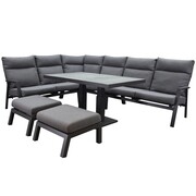 AVH-Collectie Pacific hoek dining loungeset 7 delig aluminium verstelbaar