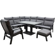 AVH-Collectie Pacific hoek dining loungeset 7 delig aluminium verstelbaar