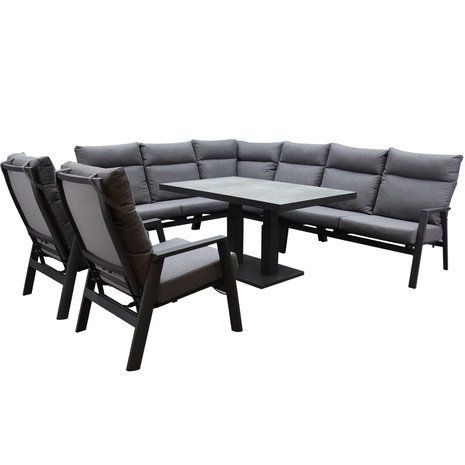 AVH-Collectie Pacific hoek dining loungeset 7 delig aluminium verstelbaar antraciet AVH-Collectie Pacific hoek dining loungeset 7 delig aluminium verstelbaar antraciet