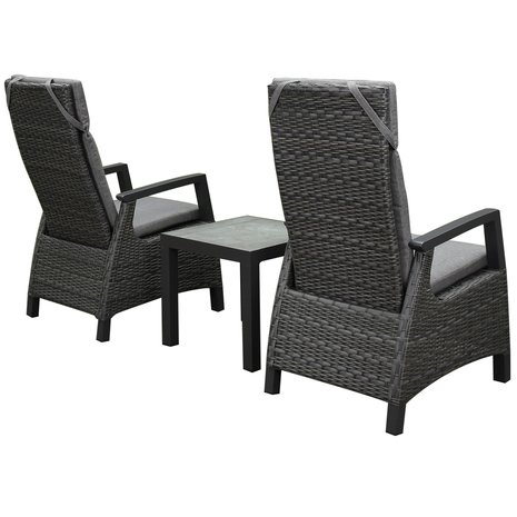 AVH-Collectie Tunis balkonset 3 delig verstelbaar antraciet AVH-Collectie Tunis balkonset 3 delig verstelbaar antraciet