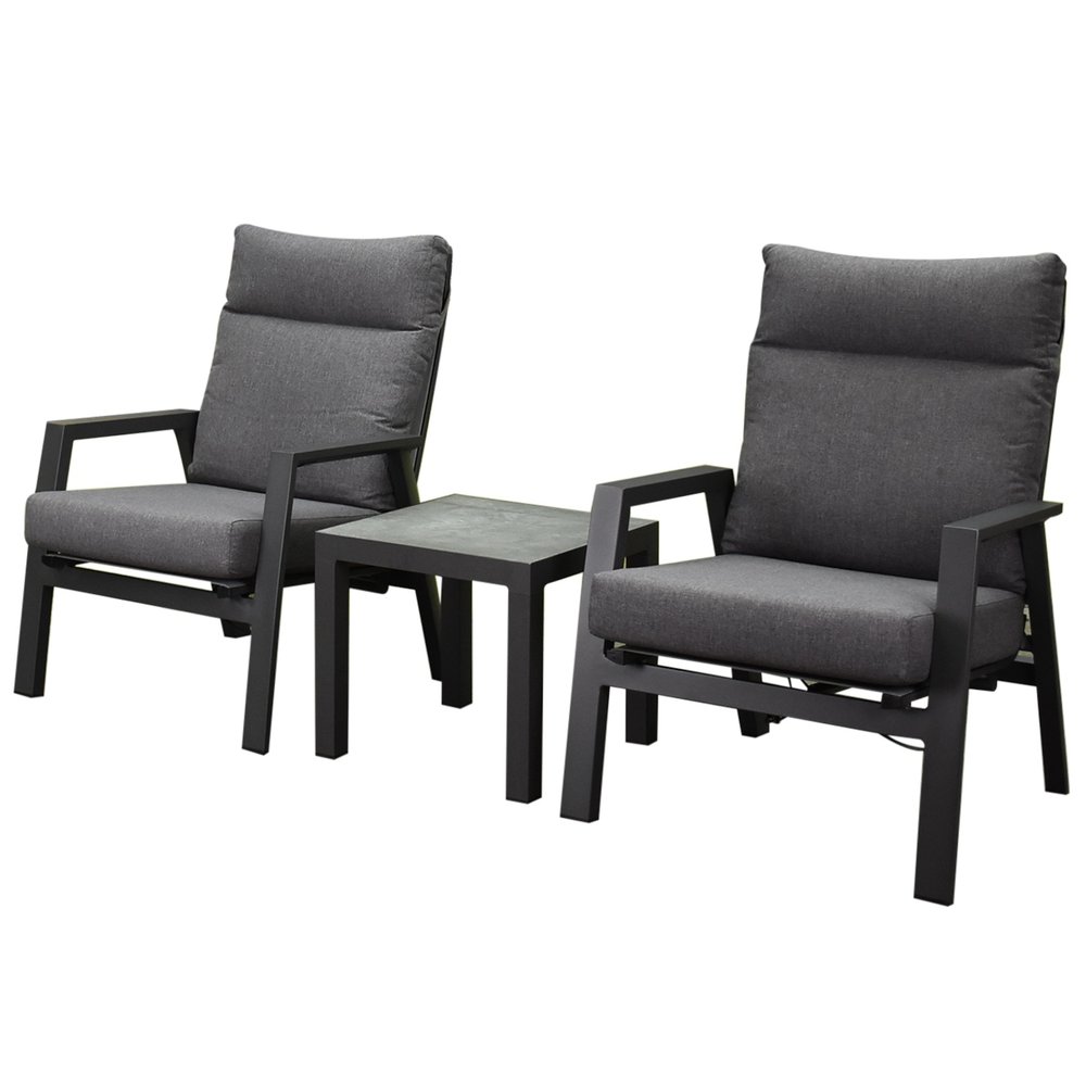 AVH-Collectie Vegas lounge balkonset 3 delig verstelbaar aluminium antraciet AVH-Collectie Vegas lounge balkonset 3 delig verstelbaar aluminium antraciet