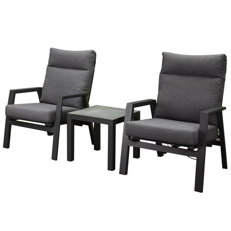 AVH-Collectie Vegas lounge balkonset 3 delig verstelbaar aluminium antraciet AVH-Collectie Vegas lounge balkonset 3 delig verstelbaar aluminium antraciet