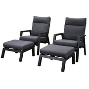 AVH-Collectie Vegas lounge balkonset 4 delig verstelbaar antraciet