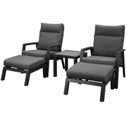 AVH-Collectie Vegas lounge balkonset 5 delig verstelbaar antraciet aluminium