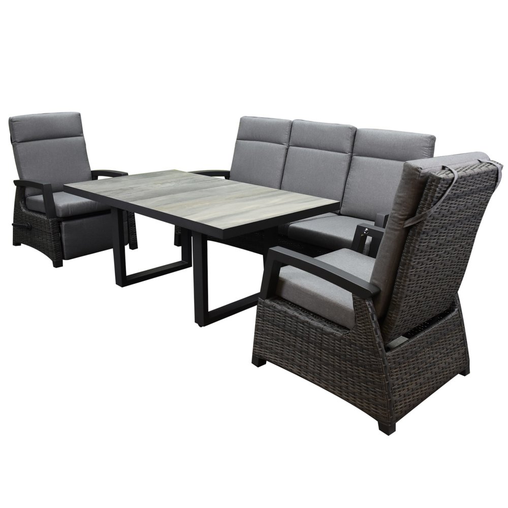AVH-Collectie Dallas stoel bank dining loungeset 4 delig verstelbare rugleuning en voetensteun antraciet AVH-Collectie Dallas stoel bank dining loungeset 4 delig verstelbare rugleuning en voetensteun antraciet