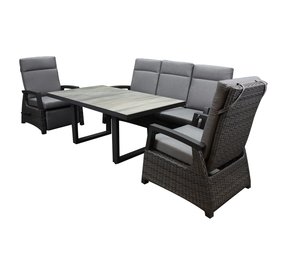 AVH-Collectie Dallas stoel bank dining loungeset 4 delig verstelbare rugleuning en voetensteun antraciet AVH-Collectie Dallas stoel bank dining loungeset 4 delig verstelbare rugleuning en voetensteun antraciet