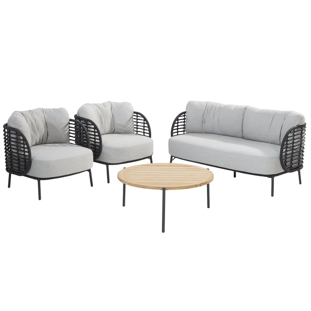 4 Seasons Outdoor Fabrice stoel bank loungeset 4 delig antraciet rope 4 Seasons Outdoor 4 Seasons Outdoor Fabrice stoel bank loungeset 4 delig antraciet rope 4 Seasons Outdoor