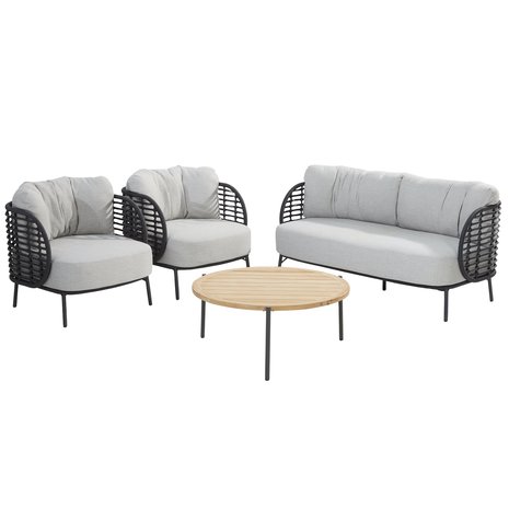 4 Seasons Outdoor Fabrice stoel bank loungeset 4 delig antraciet rope 4 Seasons Outdoor 4 Seasons Outdoor Fabrice stoel bank loungeset 4 delig antraciet rope 4 Seasons Outdoor