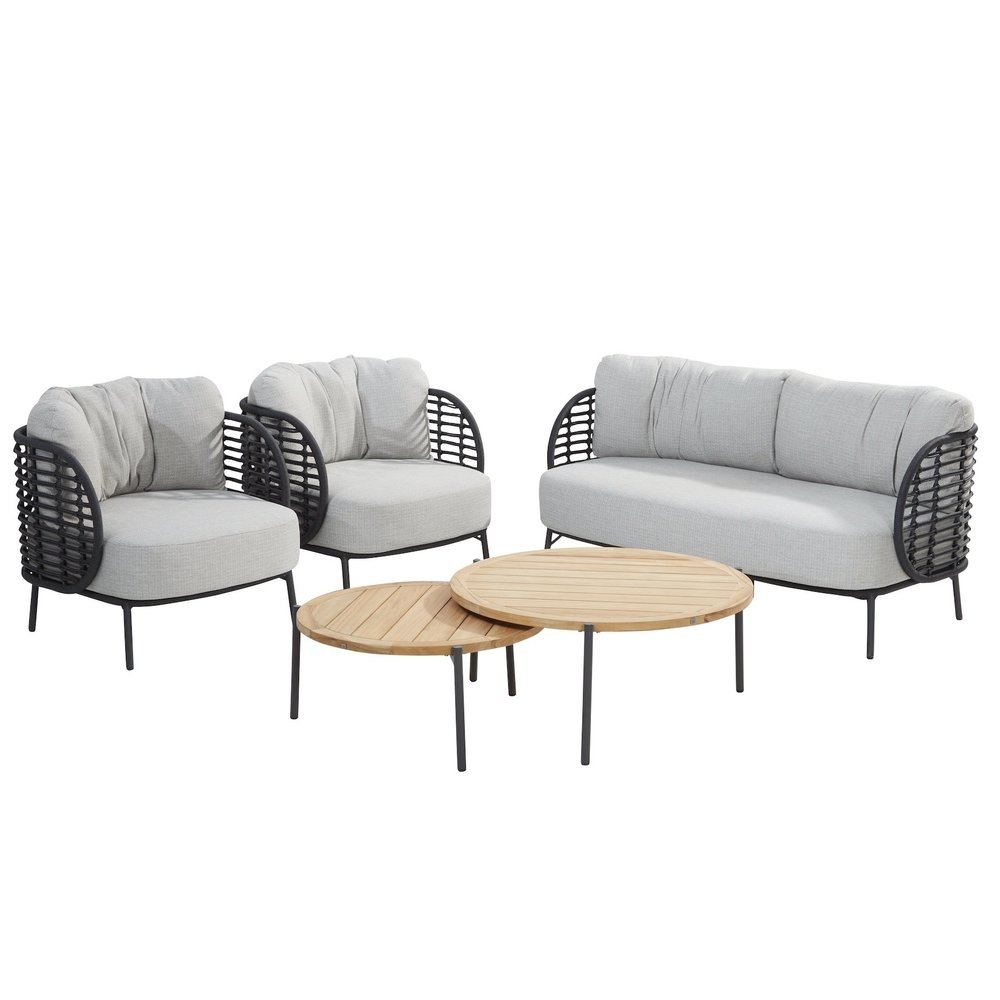 4 Seasons Outdoor Fabrice stoel bank loungeset 5 delig antraciet rope 4 Seasons Outdoor 4 Seasons Outdoor Fabrice stoel bank loungeset 5 delig antraciet rope 4 Seasons Outdoor