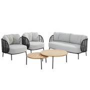 4 Seasons Outdoor Fabrice stoel bank loungeset 5 delig antraciet rope 4 Seasons Outdoor