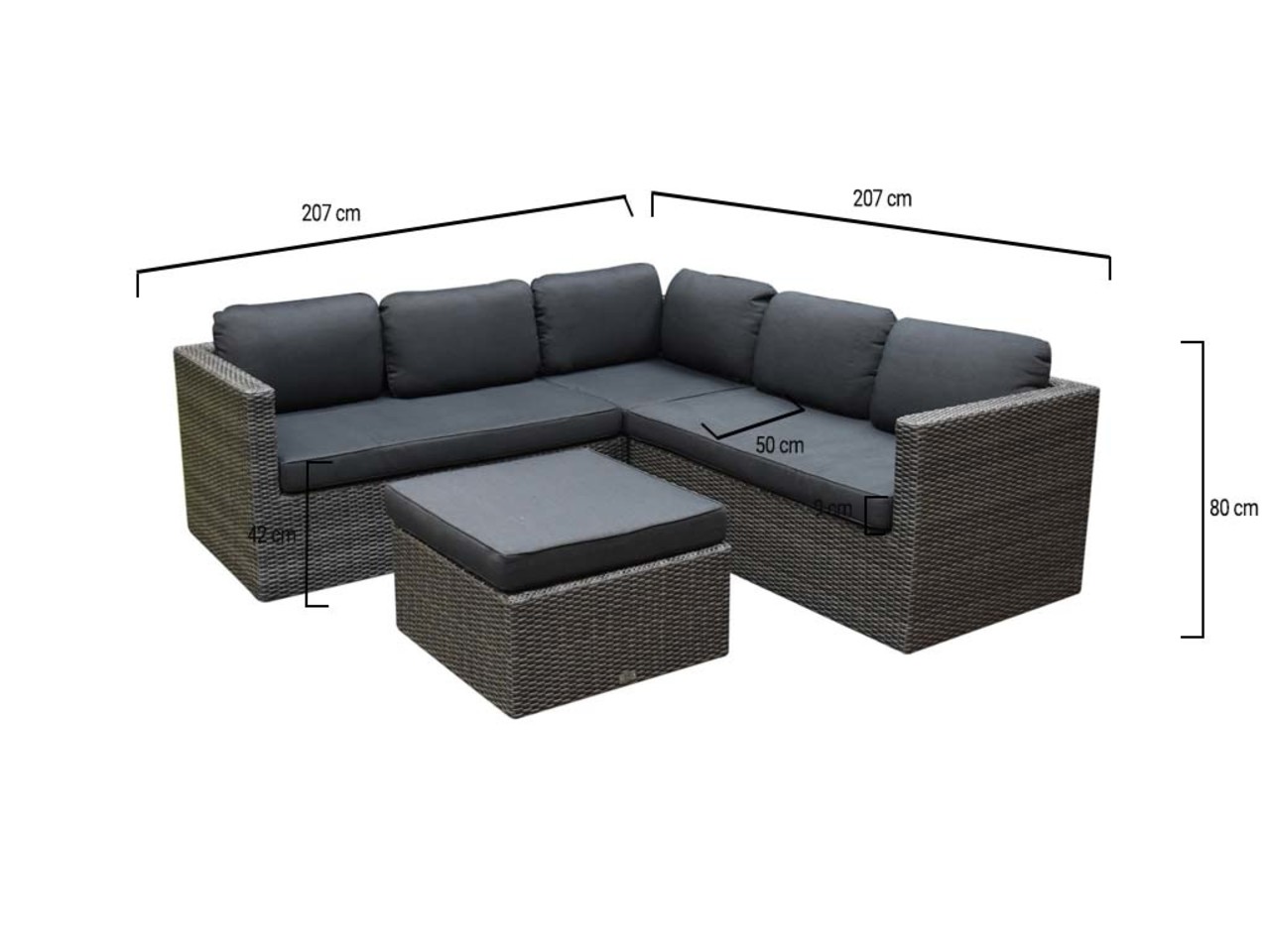 Sahara hoek loungeset 4 delig antraciet wicker - AVH Outdoor Tuinmeubelen
