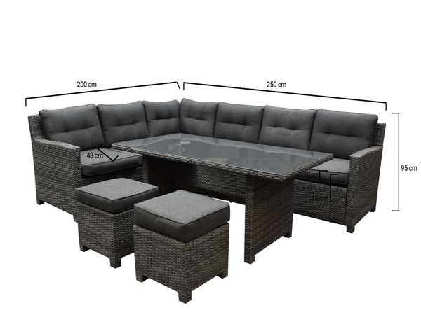AVH-Collectie Valencia dining hoek loungeset 5-delig links antraciet wicker AVH-Collectie Valencia dining hoek loungeset 5-delig links antraciet wicker