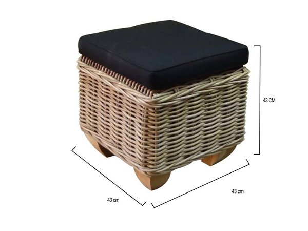 AVH-Collectie Toronto voetenbank 43x43xH43 cm naturel rotan AVH-Collectie Toronto voetenbank 43x43xH43 cm naturel rotan