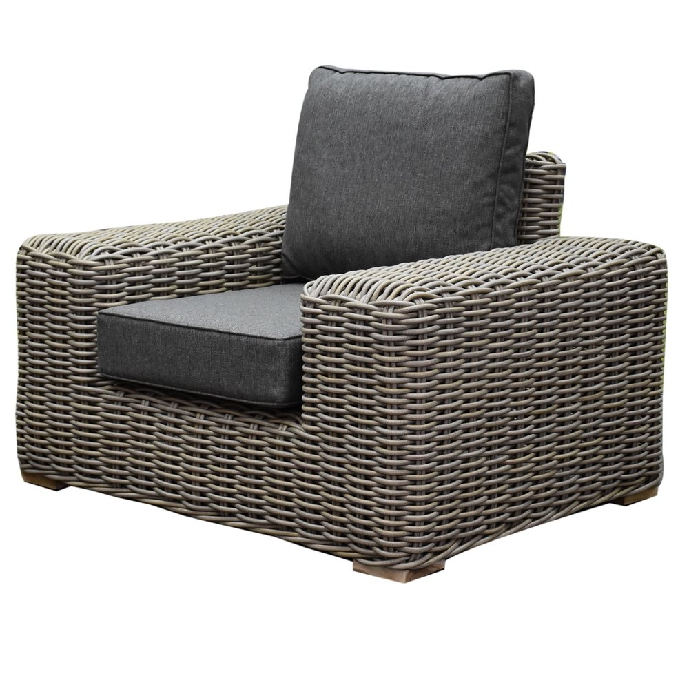 AVH-Collectie Queen stoel bank loungeset 4 delig grijs vlechtwerk