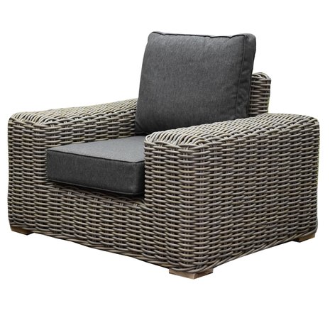 AVH-Collectie Queen stoel bank loungeset 4 delig grijs vlechtwerk