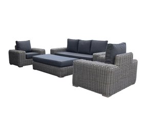 AVH-Collectie Queen stoel bank loungeset 4 delig grijs vlechtwerk AVH-Collectie Queen stoel bank loungeset 4 delig grijs vlechtwerk
