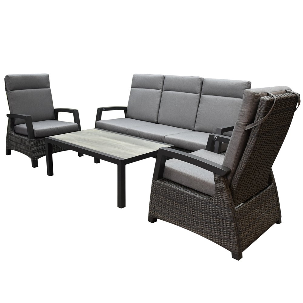 AVH-Collectie Dallas stoel bank loungeset 4 delig verstelbaar antraciet AVH-Collectie Dallas stoel bank loungeset 4 delig verstelbaar antraciet