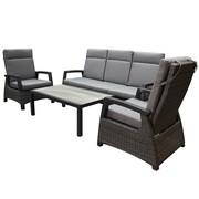 AVH-Collectie Dallas stoel bank loungeset 4 delig verstelbaar antraciet