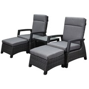 AVH-Collectie Dallas lounge balkonset 5 delig verstelbaar antraciet