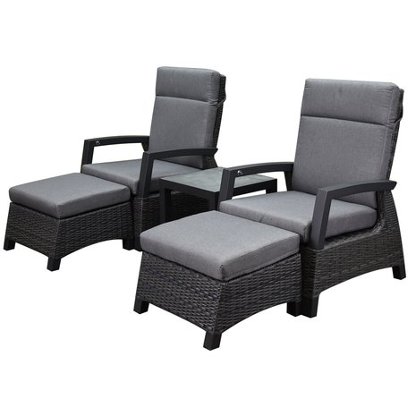 AVH-Collectie Dallas lounge balkonset 5 delig verstelbaar antraciet AVH-Collectie Dallas lounge balkonset 5 delig verstelbaar antraciet