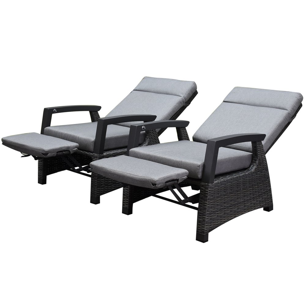 AVH-Collectie Dallas lounge balkonset 2 delig verstelbare rugleuning en voetenbank antraciet AVH-Collectie Dallas lounge balkonset 2 delig verstelbare rugleuning en voetenbank antraciet