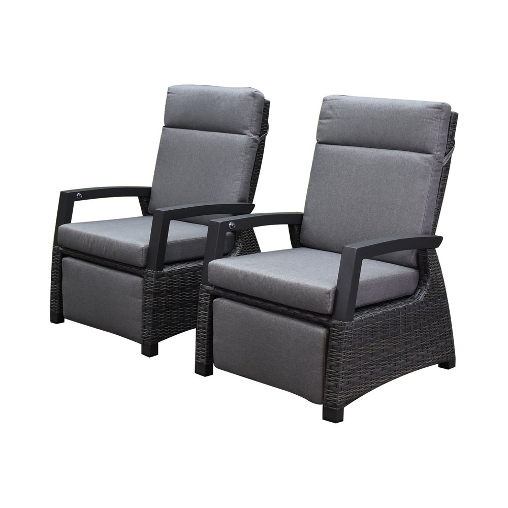 AVH-Collectie Dallas lounge balkonset 2 delig verstelbare rugleuning en voetenbank antraciet AVH-Collectie Dallas lounge balkonset 2 delig verstelbare rugleuning en voetenbank antraciet