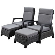 AVH-Collectie Dallas lounge balkonset 4 delig verstelbaar antraciet