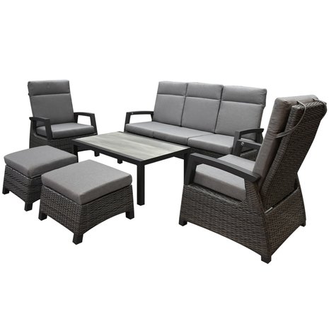 AVH-Collectie Dallas stoel bank loungeset 6 delig verstelbaar antraciet AVH-Collectie Dallas stoel bank loungeset 6 delig verstelbaar antraciet