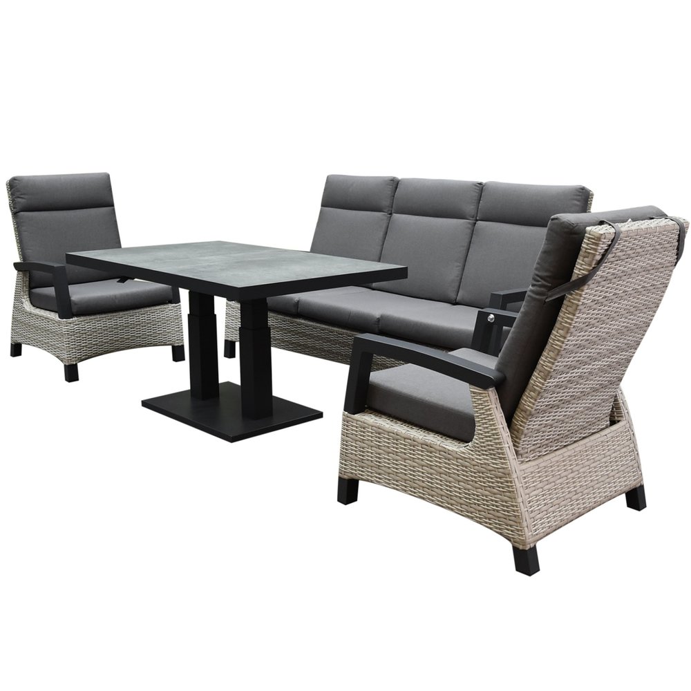 AVH-Collectie Dallas stoel bank dining loungeset 4 delig verstelbare tafel grijs AVH-Collectie Dallas stoel bank dining loungeset 4 delig verstelbare tafel grijs