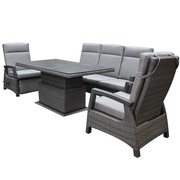 AVH-Collectie Dallas stoel bank dining loungeset verstelbaar 4 delig verstelbare tafel antraciet