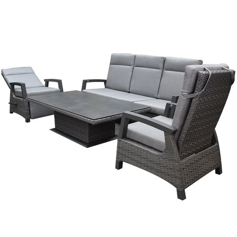 AVH-Collectie Dallas stoel bank dining loungeset verstelbaar 4 delig verstelbare tafel antraciet AVH-Collectie Dallas stoel bank dining loungeset verstelbaar 4 delig verstelbare tafel antraciet