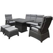 AVH-Collectie Dallas stoel bank loungeset 6 delig verstelbaar antraciet