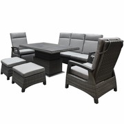 AVH-Collectie Dallas stoel bank dining loungeset verstelbaar 6 delig verstelbare tafel antraciet