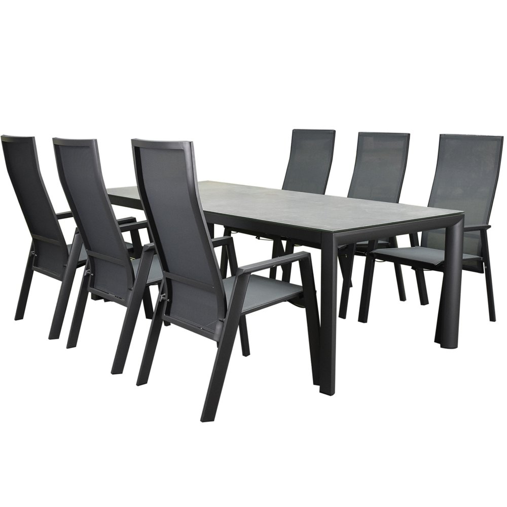 AVH-Collectie Nancy Angora dining tuinset 220x100xH74 7 delig verstelbaar AVH-Collectie Nancy Angora dining tuinset 220x100xH74 7 delig verstelbaar