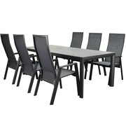 AVH-Collectie Nancy Angora dining tuinset 220x100xH74 7 delig verstelbaar