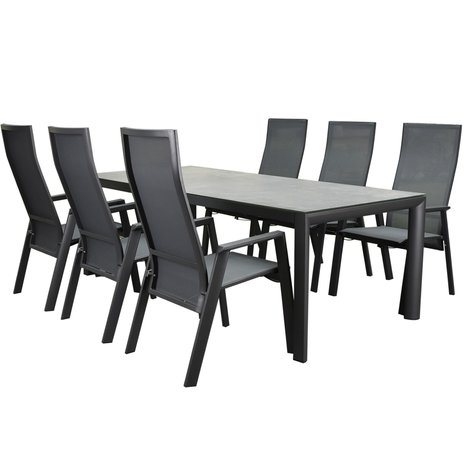 AVH-Collectie Nancy Angora dining tuinset 220x100xH74 7 delig verstelbaar AVH-Collectie Nancy Angora dining tuinset 220x100xH74 7 delig verstelbaar
