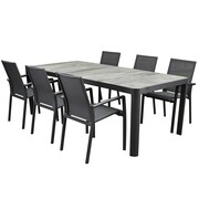 AVH-Collectie Malaga New Delhi dining tuinset 220x100xH74,5 7 delig aluminium