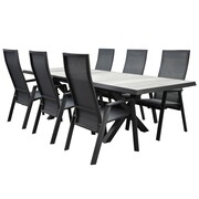 AVH-Collectie Nancy New Delhi dining tuinset uitschuifbaar 204-264x103xH74,5 cm 7 delig verstelbaar