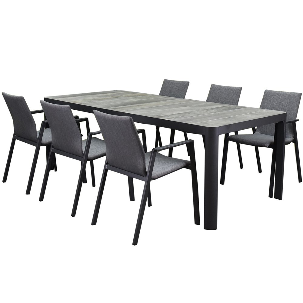 AVH-Collectie Nancy New Delhi dining tuinset 220x100xH74,5 7 delig aluminium AVH-Collectie Nancy New Delhi dining tuinset 220x100xH74,5 7 delig aluminium