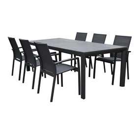AVH-Collectie Malaga Angora dining tuinset 220x100x74,5 cm 7 delig aluminium AVH-Collectie Malaga Angora dining tuinset 220x100x74,5 cm 7 delig aluminium