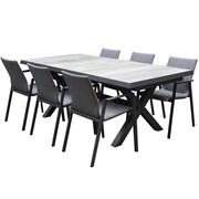 AVH-Collectie Nancy New Delhi dining tuinset uitschuifbaar 204-264x103xH74,5 cm 7 delig  aluminium