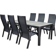 AVH-Collectie Nancy New Delhi dining tuinset 220x100xH74,5 7 delig aluminium verstelbaar