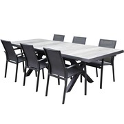 AVH-Collectie Malaga New Delhi dining tuinset uitschuifbaar 204-264x103xH74,5 cm 7 delig  aluminium
