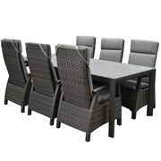 AVH-Collectie Tunis Angora dining tuinset 220x100x74,5 cm 7 delig verstelbaar antraciet