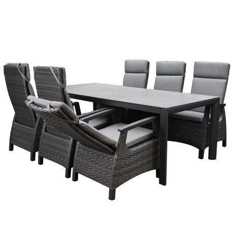 AVH-Collectie Tunis Angora dining tuinset 220x100x74,5 cm 7 delig verstelbaar antraciet AVH-Collectie Tunis Angora dining tuinset 220x100x74,5 cm 7 delig verstelbaar antraciet