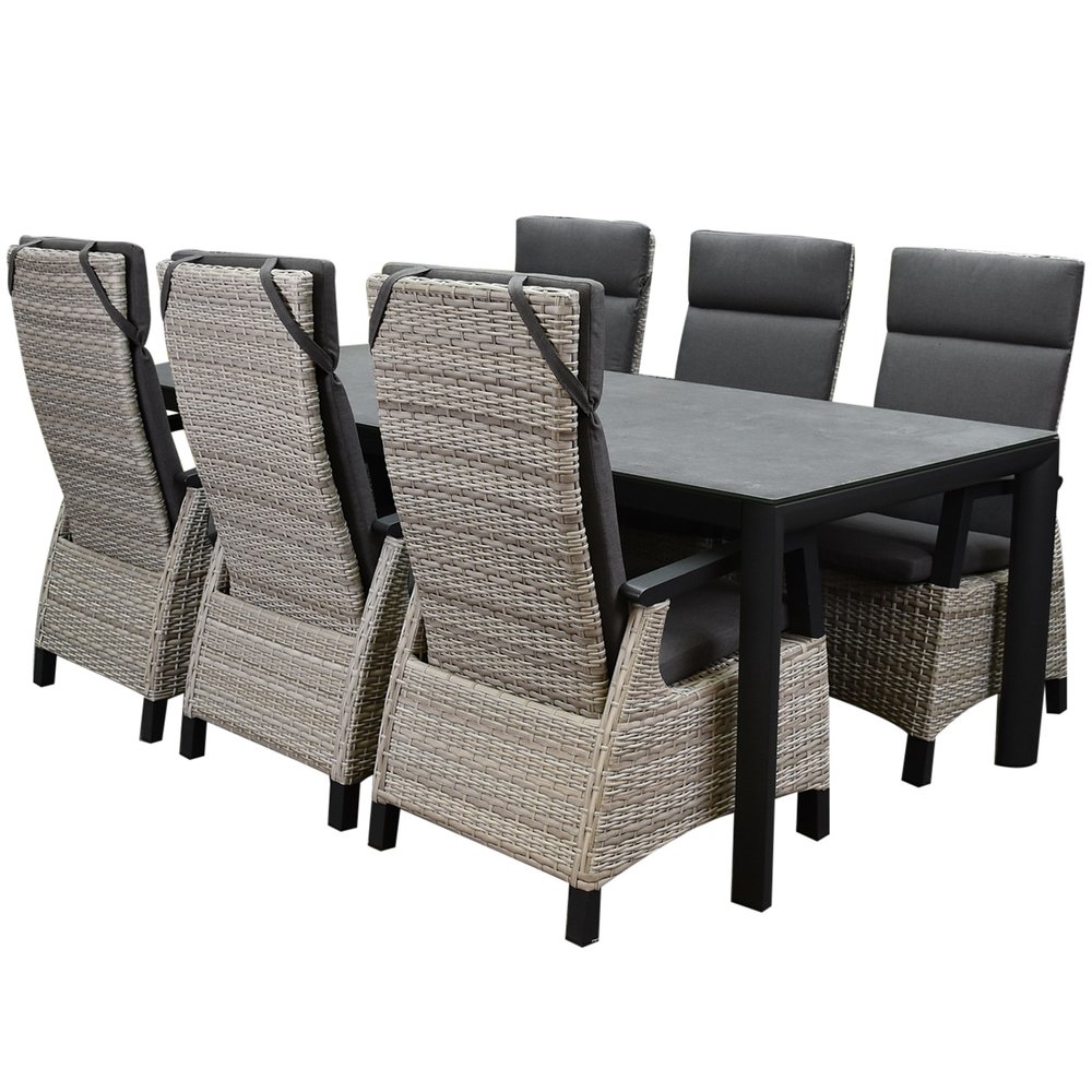 AVH-Collectie Tunis Angora dining tuinset 220x100x74,5 cm 7 delig verstelbaar grijs AVH-Collectie Tunis Angora dining tuinset 220x100x74,5 cm 7 delig verstelbaar grijs