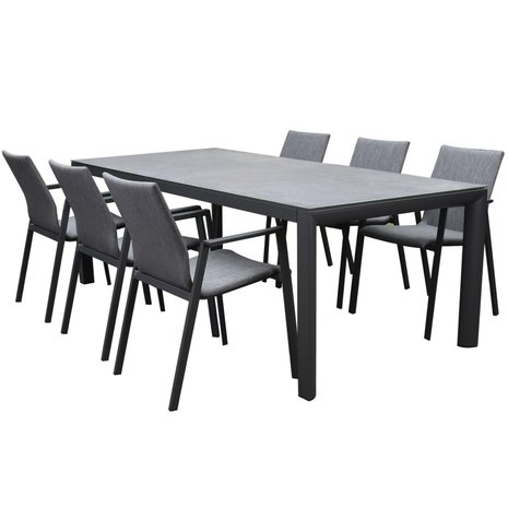 AVH-Collectie Nancy Angora dining tuinset 220x100xH74,5 7 delig aluminium AVH-Collectie Nancy Angora dining tuinset 220x100xH74,5 7 delig aluminium