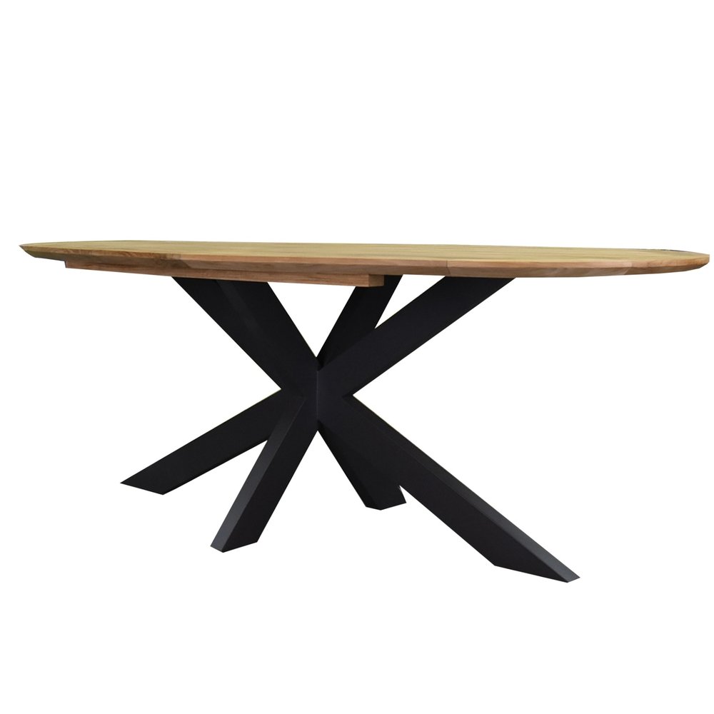 AVH-Collectie Mulia dining tuintafel 220x110xH76 cm ovaal teakhout zwart onderstel AVH-Collectie Mulia dining tuintafel 220x110xH76 cm ovaal teakhout zwart onderstel