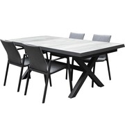 AVH-Collectie Nancy New Delhi dining tuinset uitschuifbaar 204-264x103xH74,5 cm 5 delig  aluminium